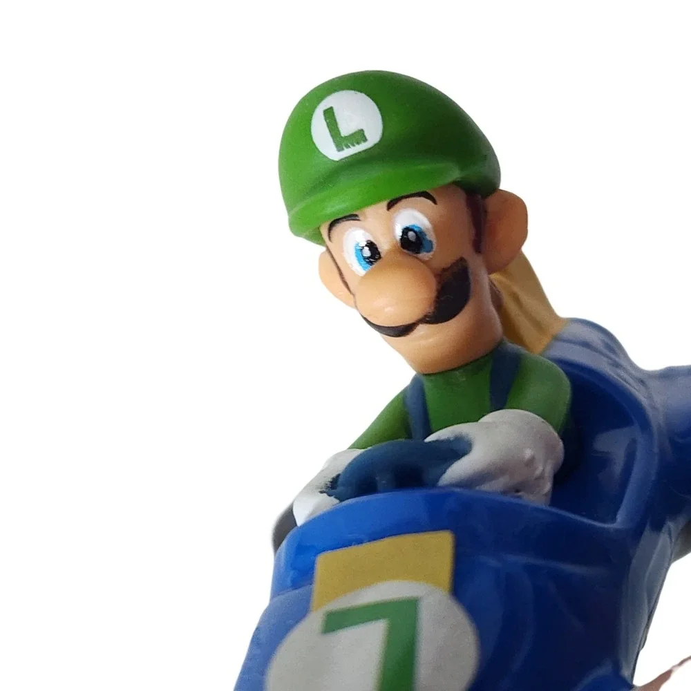Nintendo Mario Kart Luigi Blue Racing Kart Mini Figure Toy Collectible 2 Inch